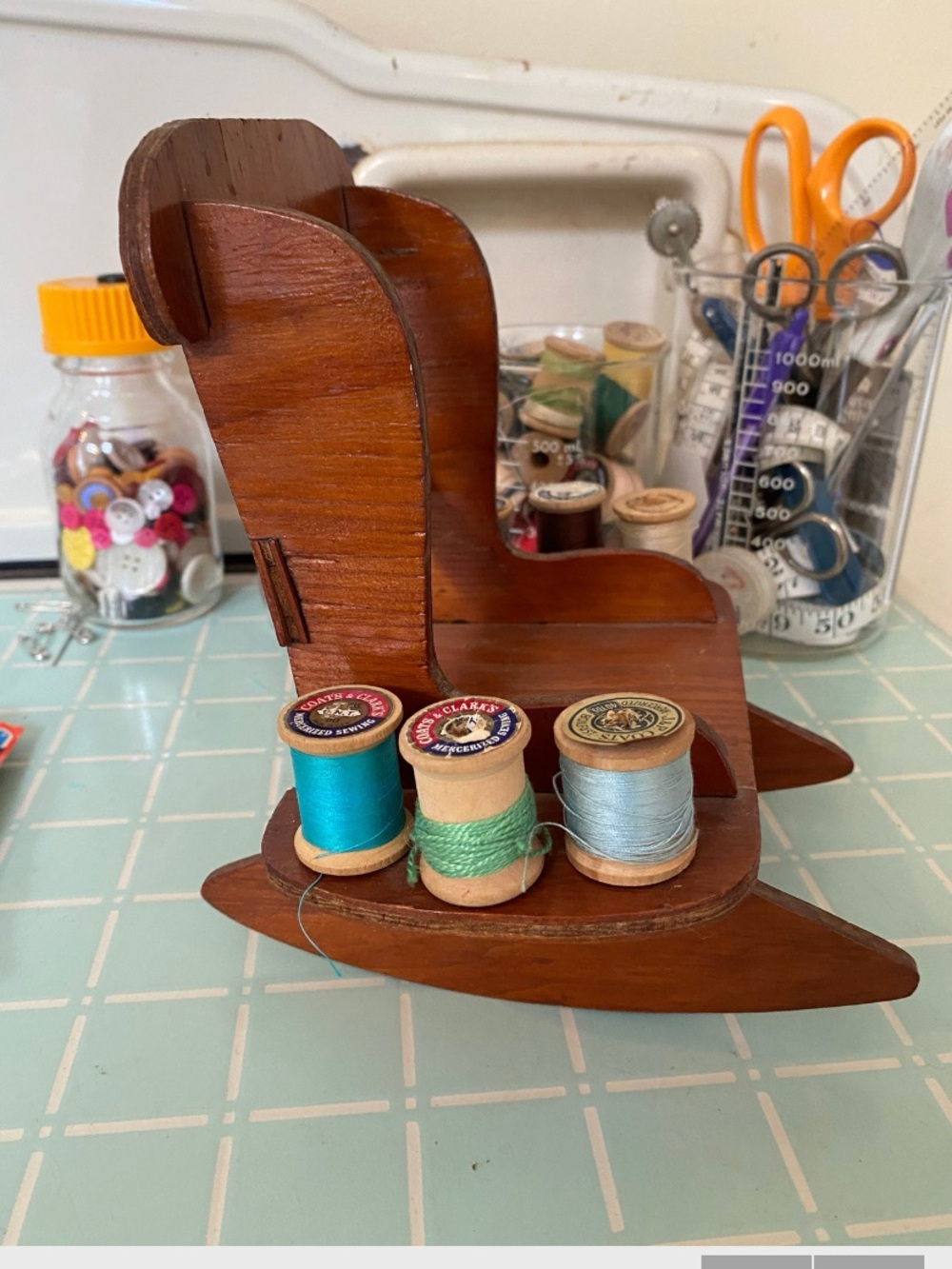 Vintage Wooden Rocking Chair Thread Spool - Picture 4 of 4